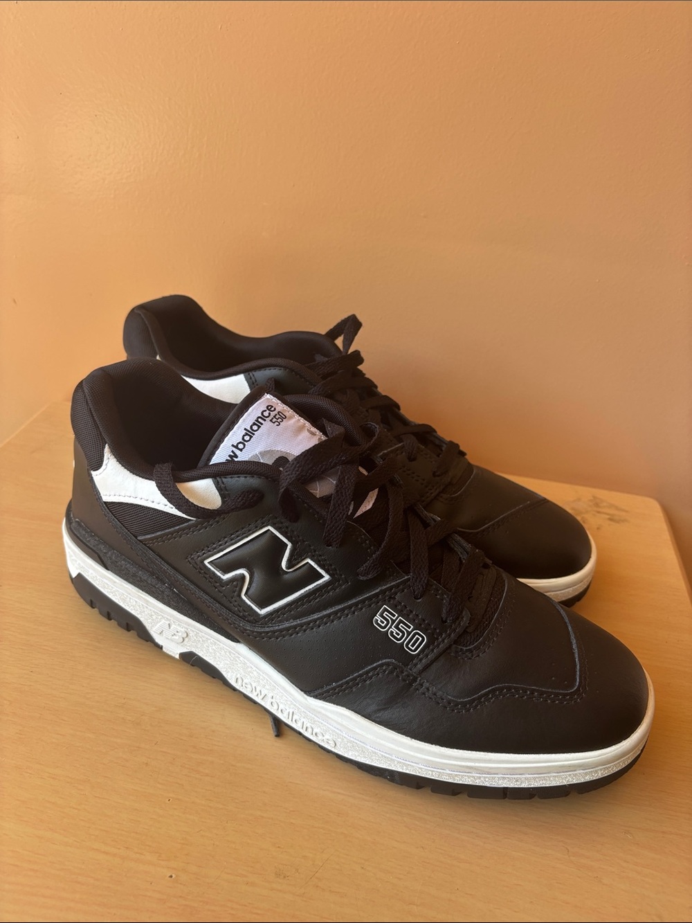 New Balance 550 Men's Black and White Leather Sneakers